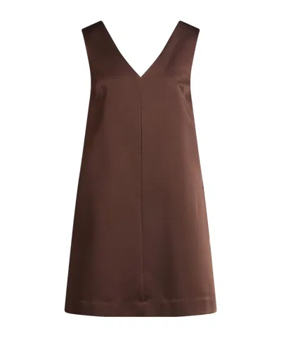 Brunello Cucinelli Sleeveless V-neck Gown In Brown