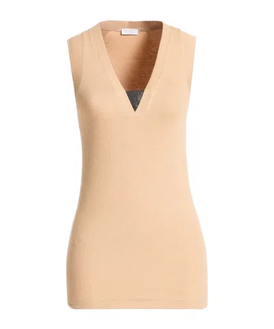 Brunello Cucinelli Sleeveless V-neck Vest In Brown