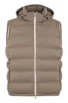 Brunello Cucinelli Men Sleeveless Wool Down Jacket With Detachable Hood In Brown