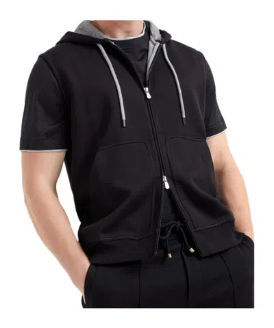 Brunello Cucinelli Sleeveless Zipped Hoodie In Black