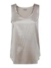 Brunello Cucinelli Scoop Neck Sleeveless Top In Nude & Neutrals