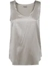 Brunello Cucinelli Scoop Neck Sleeveless Top In Sand