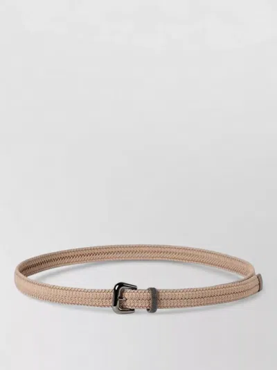 Brunello Cucinelli Slim Belt Adjustable Length Braided Design In Neutral