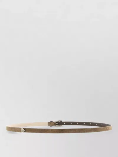 Brunello Cucinelli Slim Belt Shiny Loop Textured Design In Gold