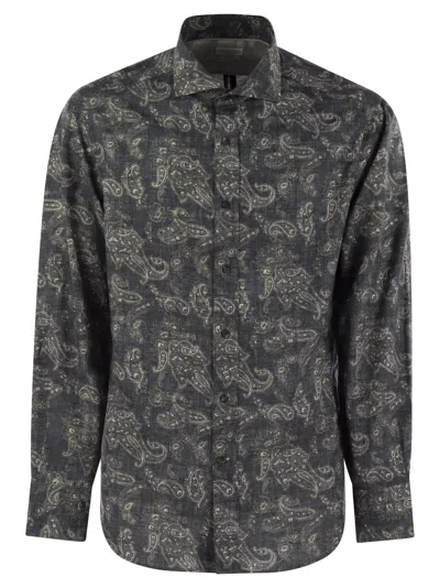 Brunello Cucinelli Paisley Cotton Shirt In Multi