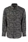 Brunello Cucinelli Men's Slim Fit Cotton Paisley Canvas Shirt In Black
