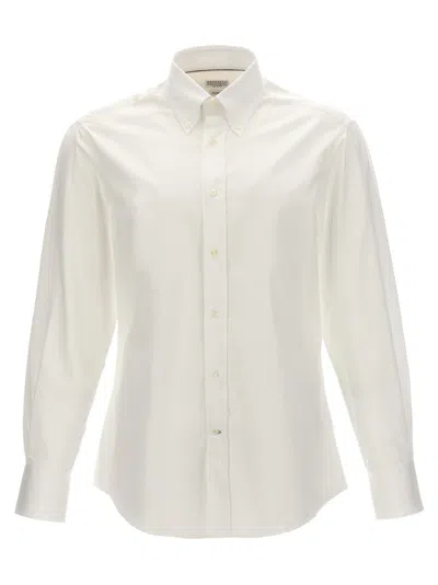 Brunello Cucinelli Slim Fit Cotton Shirt With Button Closure In White