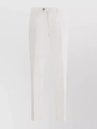 Brunello Cucinelli Slim Fit Cotton Trousers With Front Crease In Gray