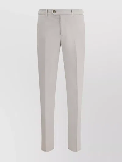 Brunello Cucinelli Slim Fit Cotton Trousers With Welt Pockets In Gray