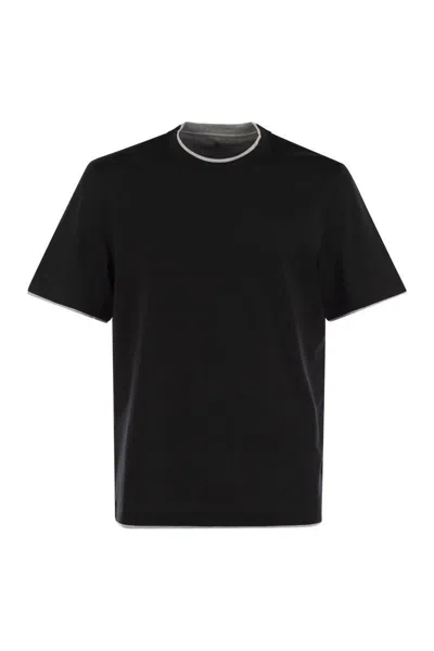 Brunello Cucinelli Slim Fit Crew-neck T-shirt In Lightweight Cotton Jersey In Black