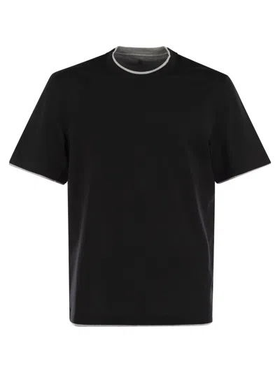 Brunello Cucinelli Slim Fit Crew-neck T-shirt In Lightweight Cotton Jersey In Black