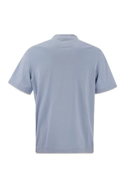 Brunello Cucinelli Slim Fit Crew-neck T-shirt In Lightweight Cotton Jersey In Blue