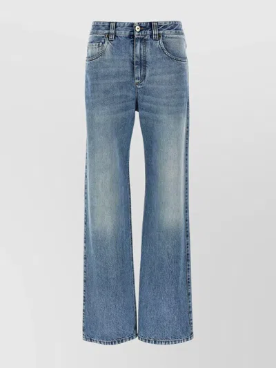Brunello Cucinelli Slim Fit Denim Trousers With Rivets In Blue