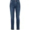 Brunello Cucinelli Light Blue Straight Leg Denim Jeans With Rolled Hem In Black