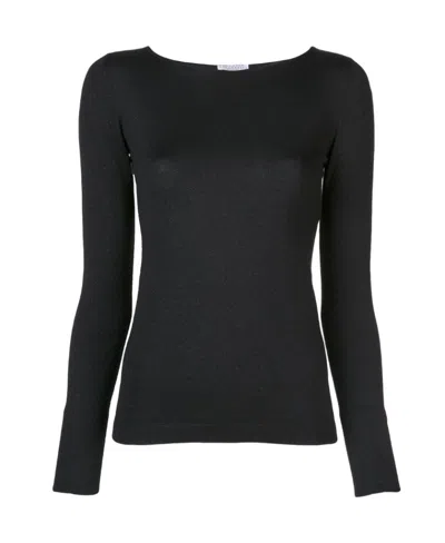 Brunello Cucinelli Slim-fit Long-sleeved Knitted Pullover In Black