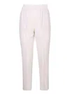 Brunello Cucinelli Slim-fit Pants And Crop Design In Silk Blend In White