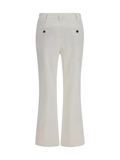 Brunello Cucinelli Slim Flared Cotton Trousers In White