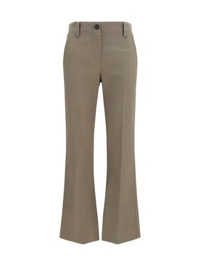 Brunello Cucinelli Slim Flared Cotton-elastane Trousers In Gold