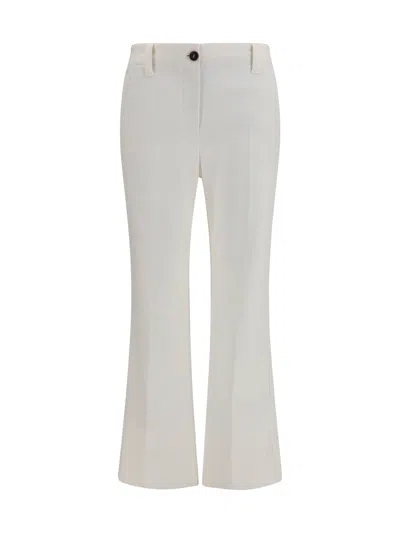 Brunello Cucinelli Cotton Flared Trousers In White