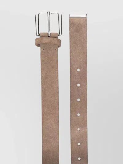 Brunello Cucinelli Slim Suede Leather Adjustable Belt In Gray