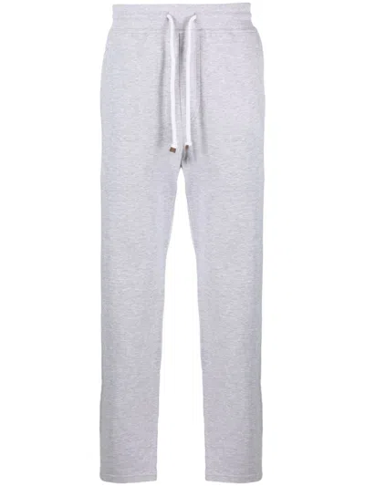 Brunello Cucinelli Slim Track Trousers Grey In White