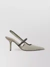 Brunello Cucinelli Sling-back Pointed Toe Stiletto Pumps In Gray