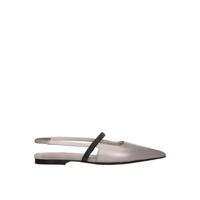 Brunello Cucinelli Slingback Flats In Neutral