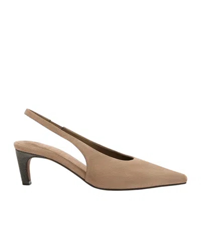 Brunello Cucinelli Slingback Heeled Pumps In Brown