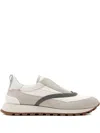 Brunello Cucinelli Low-top Suede And Nylon Sneakers With Monili Details In White