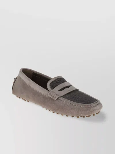 Brunello Cucinelli Slip-on Loafers Penny Strap In Gray