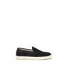 Brunello Cucinelli Navy Leather Sneakers In Black