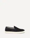 Brunello Cucinelli Navy Leather Sneakers In Black