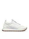 Brunello Cucinelli Women Slip On Sneakers In Leather And Fabric In White