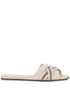 Brunello Cucinelli Bead-embellished Woven Leather Sandals In Beige