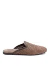 Brunello Cucinelli Woven Slippers In Silver