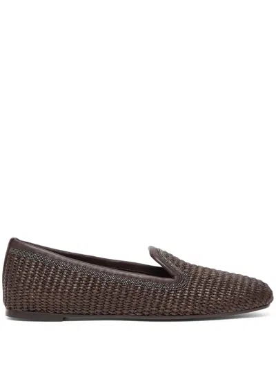 BRUNELLO CUCINELLI SLIPPERS WITH WOVEN DESIGN
