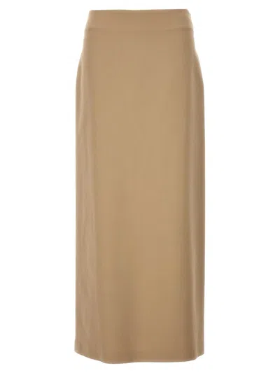Brunello Cucinelli Slit Cotton Skirt In Cream