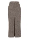 Brunello Cucinelli Slit-front Pencil Maxi Skirt In Brown
