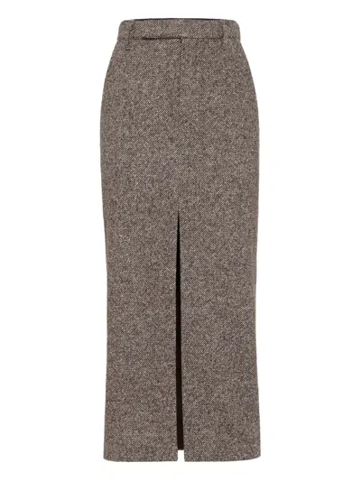 Brunello Cucinelli Slit-front Pencil Maxi Skirt