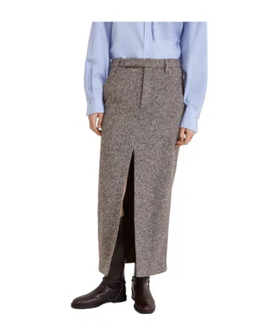 BRUNELLO CUCINELLI SLIT-FRONT PENCIL MAXI SKIRT