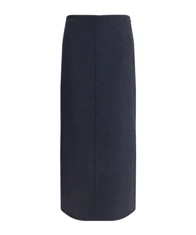 Brunello Cucinelli Slit Skirt In Blue
