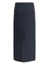 Brunello Cucinelli Midi Skirt In Virgin Wool With Back Slit In Gray