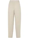 Brunello Cucinelli Viscose-linen Twill Tapered Trousers In Beige
