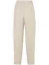 Brunello Cucinelli Viscose-linen Twill Tapered Trousers In Beige