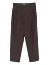 Brunello Cucinelli Pleated Wool Straight Trousers In Brown