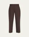 Brunello Cucinelli Slouchy Pleated Tropical Luxury Wool Pants In Brown