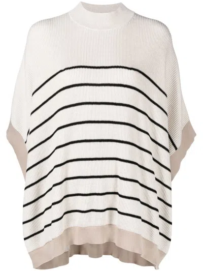 Brunello Cucinelli Slouchy Striped-knit Jumper In Neutrals
