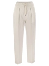 BRUNELLO CUCINELLI SLOUCHY TROUSERS IN COTTON GABARDINE AND LINEN