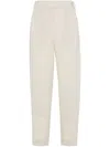 Brunello Cucinelli Slouchy Trousers In Sparkling Linen Canvas With Jewellery In White