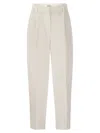 BRUNELLO CUCINELLI BRUNELLO CUCINELLI SLOUCHY TROUSERS IN VISCOSE AND LINEN FLUID TWILL WITH MONILINE
